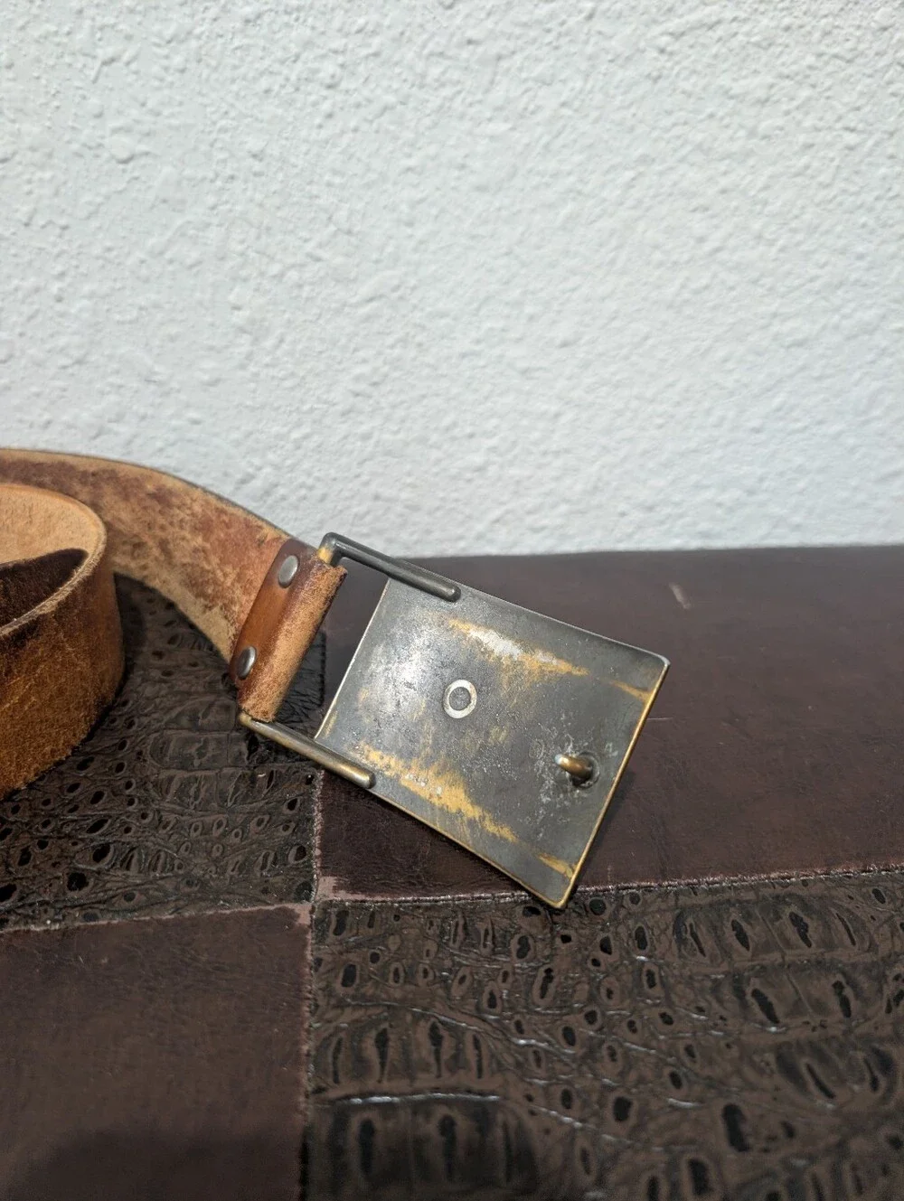 Vintage Levi Strauss & Co. Leather Belt Brass Buckle Made in USA